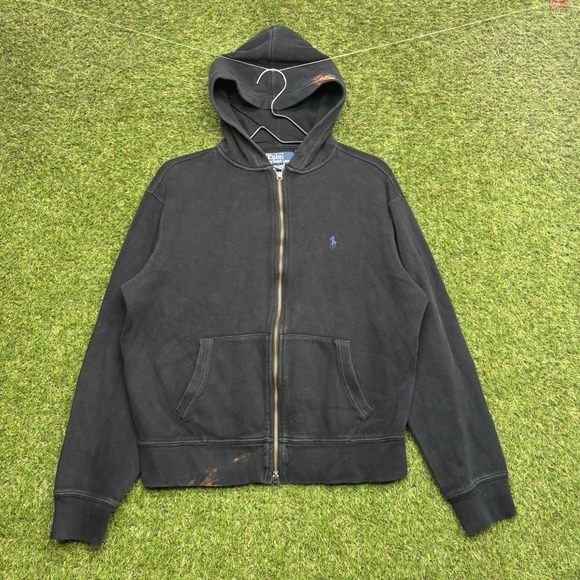 Polo Ralph Lauren Tops - Polo Ralph Lauren Hoodie Womens Medium Sweatshirt Zip Up Pony y2k Cropped Black